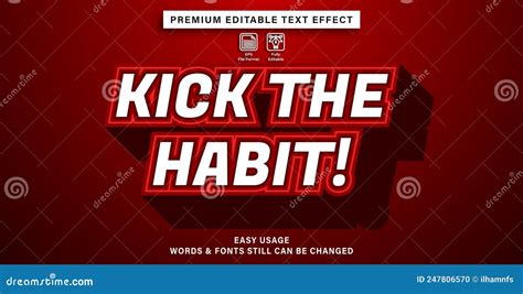 kick the habit editable text effect text graphic style font effect stock vector illustration