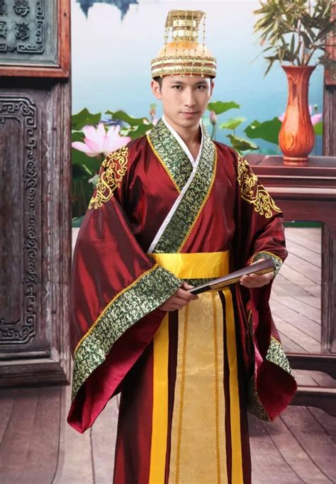 Golden Hot Folk Dance Chinese Man Han Clothing Emperor Prince Show