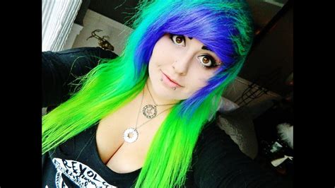 Dying Hair Green Aqua And Purple Youtube