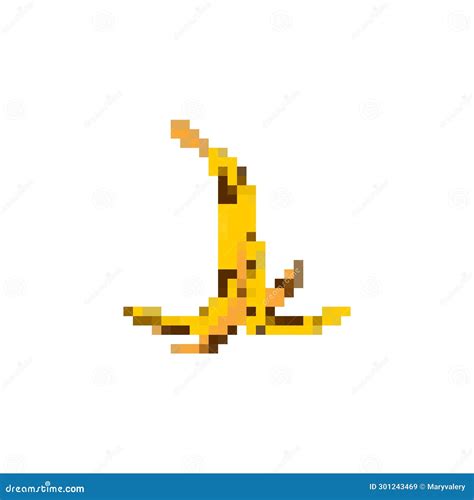 Banana Peel Pixel Art 8 Bit Old Rotten Banana Peel Stock Vector