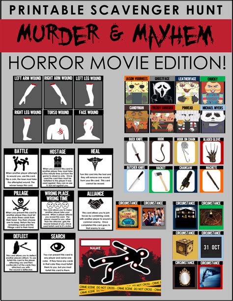 Print print the characters, clues, and death note. Clued-In Murder Mystery Scavenger Hunt - Printable Party ...