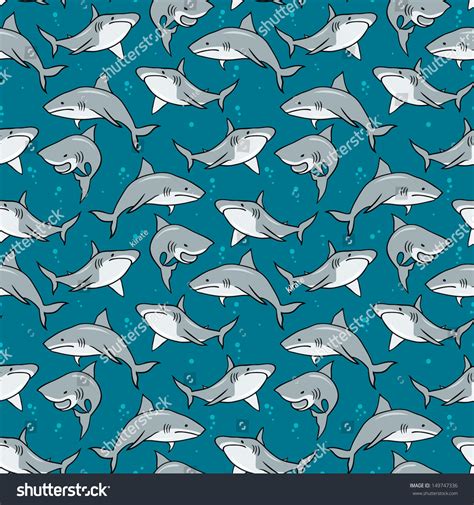 Print Cartoon Sharks Vector Seamless Pattern Stock Vector 149747336