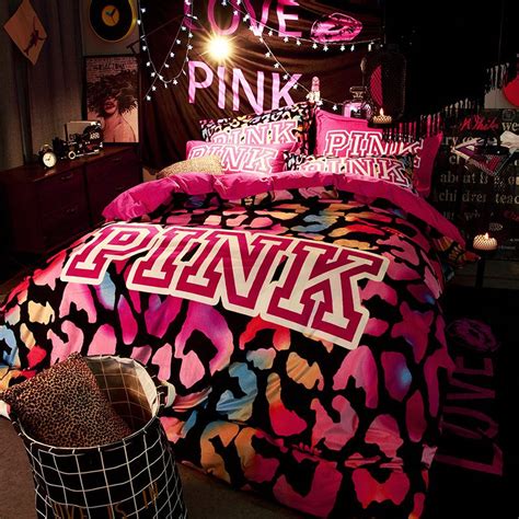 Victorias Secret Velvet Warm Pink Printing Bedding Set Bb