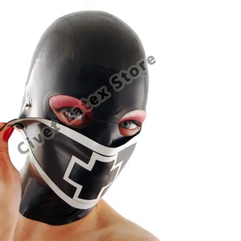 latex catsuit rubber gummi black hood full face back zipper mask customized 4mm 39 99 picclick