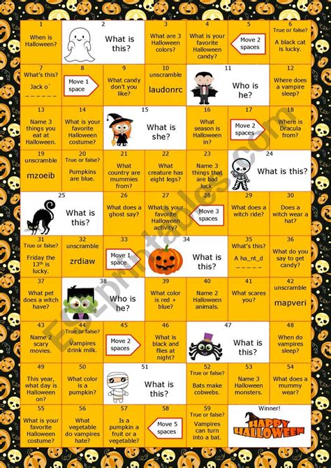 Halloween Board Game Esl Worksheet By Travelling High And Low