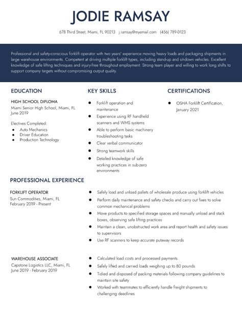 Forklift Operator Resume Examples And Templates For 2024