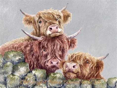Highland Cow Watercolour Printed On Canvas By Jane Bannon Etsy Uk
