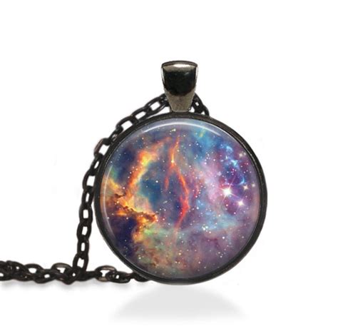 Colorful Nebula Necklace Constellation Jewelry Galaxy Art Etsy