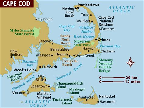 Landkarten Von Cape Cod Marthas Vineyard Und Nantucket