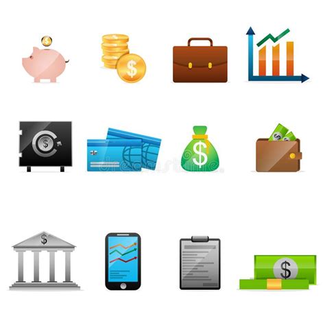 Bank Business Icons Set Design Stock Illustration Illustration Of