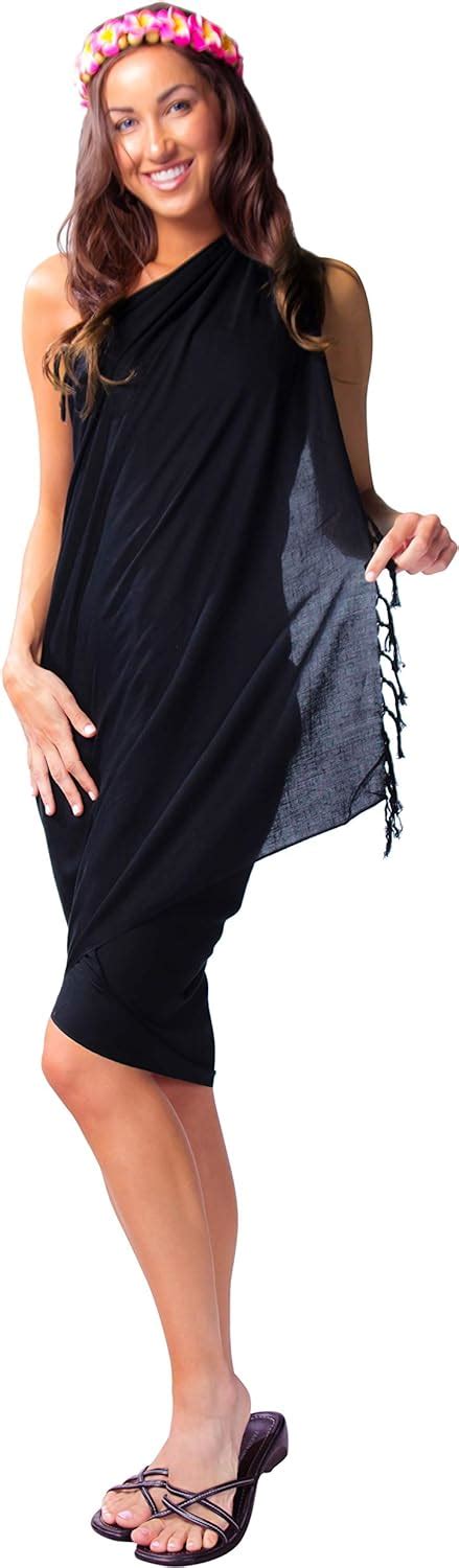 World Sarongs Womens Solid Swimsuit Cover Up Sarong In Black Amazon Co Uk Fashion