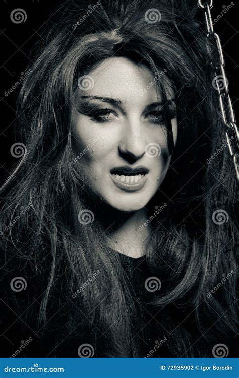 Scary Evil Woman In The Dark Stock Photo Image Of Monochromatic