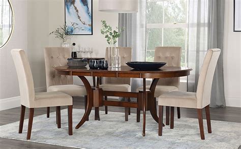 Zion extending dining table + 4 dark brown milan high back chairs. Townhouse Oval Dark Wood Extending Dining Table with 4 ...