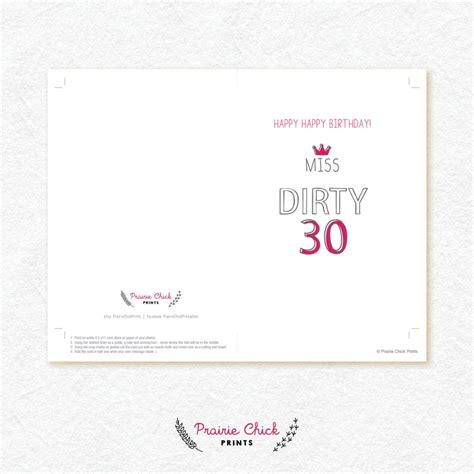 Miss Dirty 30 Birthday Card Funny Girlfriend Pink And Etsy