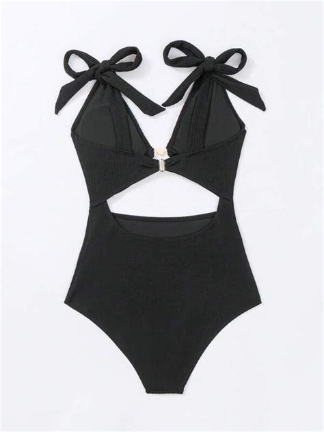 Shein Swim Chicsea Cut Out Tie Shoulder One Piece Swimsuit Shein Usa