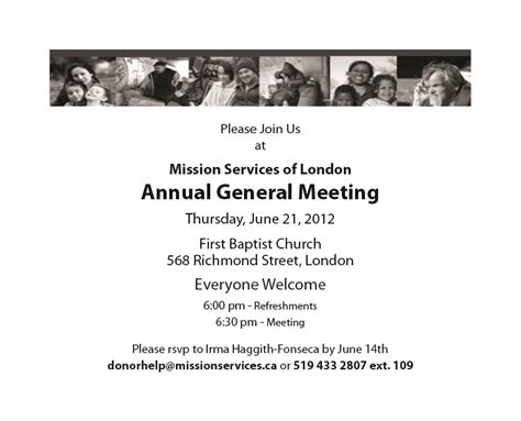 Mission Services Of London Invitation Agm