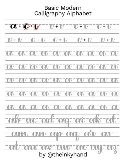 Can you create beautiful hand lettering using a simple pen or pencil? Basic Modern Calligraphy Practice Sheets by theinkyhand ...