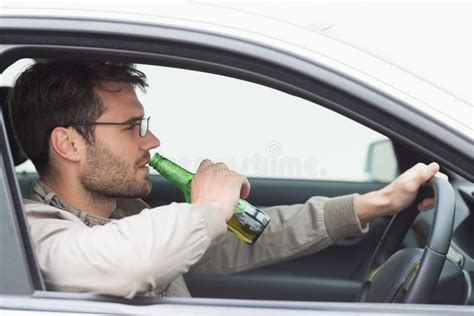 Man Drinking Beer While Driving Stock Image Image Of Driving Head 49212493