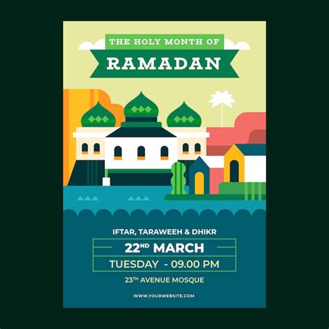 Free Vector Flat Poster Template For Islamic Ramadan Celebration