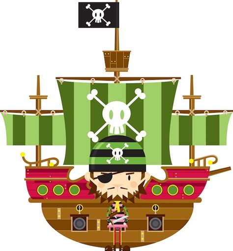Cute Dibujos Animados Swashbuckling Eyepatch Pirata Personaje Con Jolly