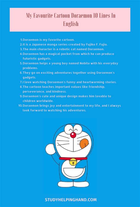 My Favourite Cartoon Doraemon 10 Lines In English