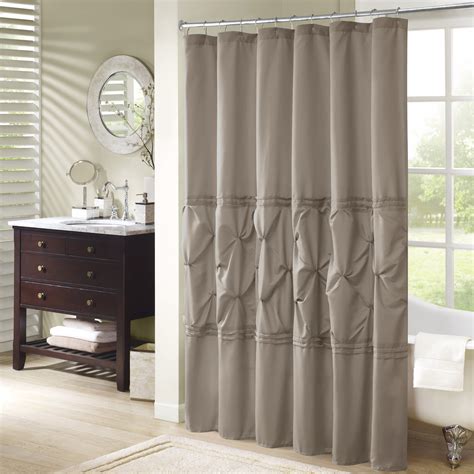 Comfort Spaces Cavoy Tufted Ruffle Shower Curtain 72x72 Taupe