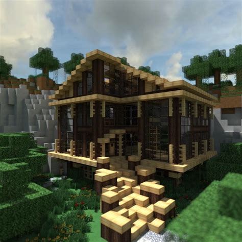 Modern minecraft house designs modern minecraft house. Modern wood house | Modern minecraft houses, Minecraft ...