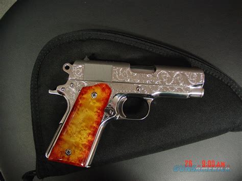 Colt Officers Acp45 Deep Hand Engravedhigh Po For Sale