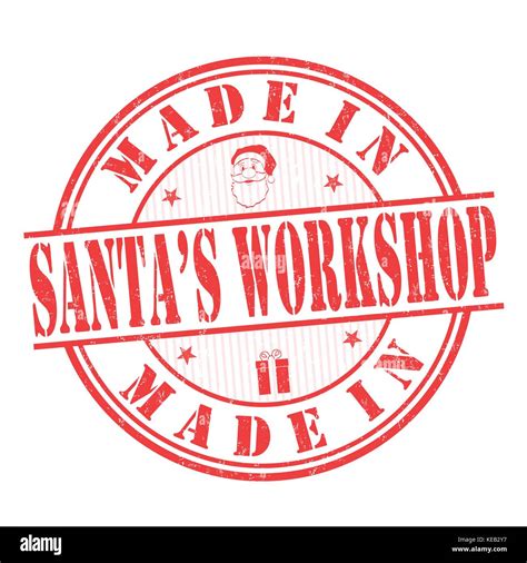 Made In Santas Workshop Grunge Rubber Stamp On White Background