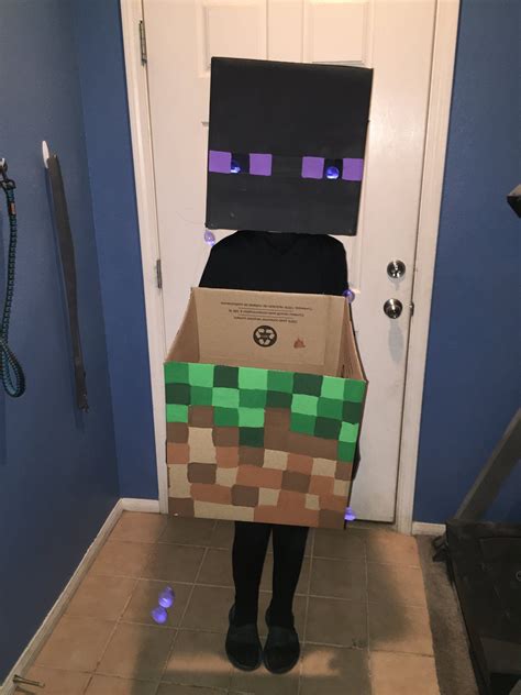 Minecraft Enderman Diy Costume Halloween Cosplay With Diamond Block Trick Or Treat Basket Artofit
