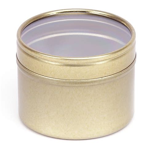 Gold Round Seamless Window Lid Tin Suitable For Candles Or Food