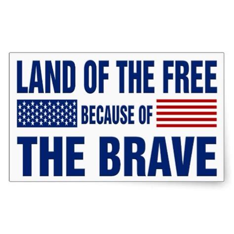 Land Of The Free Because Of The Brave Sticker Rectangular Sticker