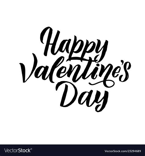 Happy Valentines Day Black Lettering White Vector Image