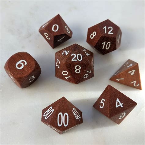 Red Sandalwood Wood Dnd Dice Set Polyhedral Dice Dandd Dice Etsy