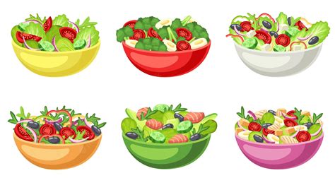 Premium Vector Cartoon Salad Bowl Healthy Food Chopped Raw Vegetables