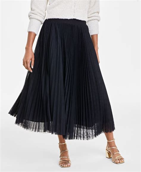 On 34th Womens Pleated Tulle Midi Skirt Created For Macys Macys