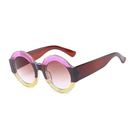 Colorful Fashion Plastic Large Frame Circular Sunglasses Women High Quality New Vintage Sun