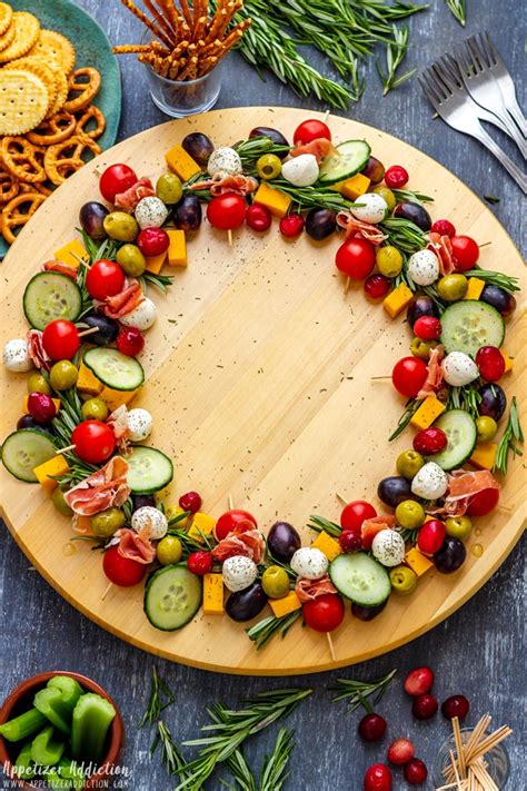 Spice up your holiday food table with these creative and fun christmas food ideas. Christmas Wreath Cheese Board - Appetizer Addiction