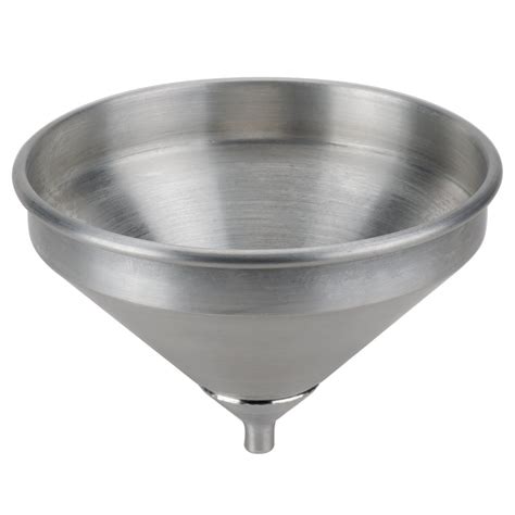 Large funnel 2 3/4 rim diameter with 0.5 spout medium funnel 2 rim diameter with 0.4 spout small funnel 1 1/2 rim diameter with 0.2 spout. American Metalcraft 913ST 2 Qt Funnel with Strainer