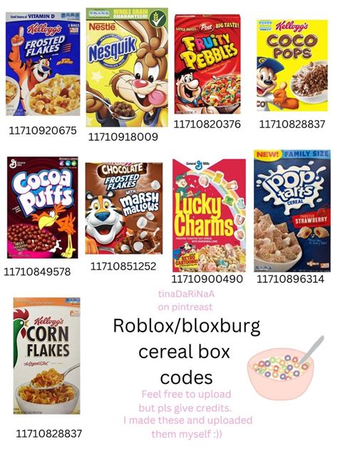 Bloxburgroblox Cereal Box Decals In 2023 Bloxburg Food Decals