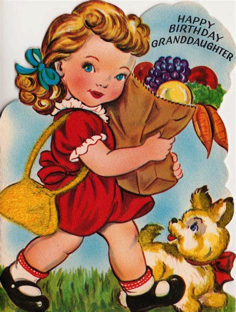 This card is used and dates back to the 1950s. Vintage 1950s Happy Birthday Granddaughter Greetings Card B4