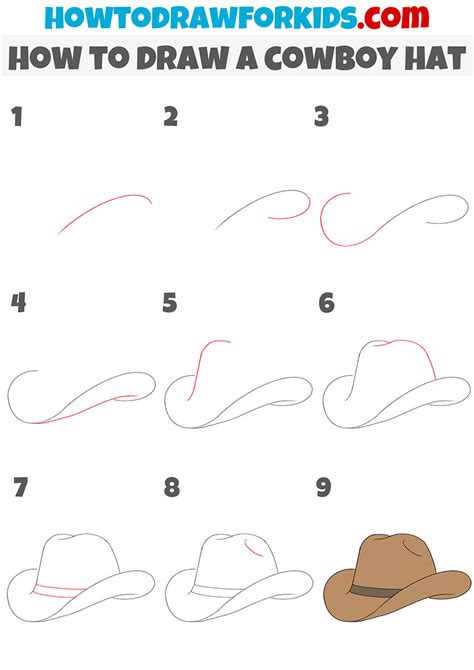 How To Draw A Cowboy Hat Easy Drawing Tutorial For Kids