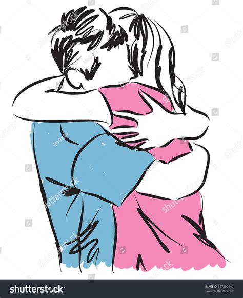 Couple Man And Woman Hugging Each Other Illustration 357300440