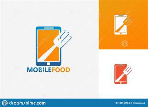 Mobile Food Logo Template Design Vector Emblem Design Concept