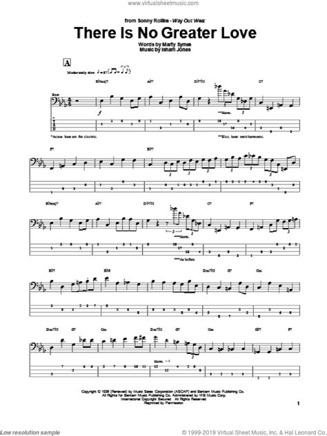 There Is No Greater Love Sheet Music For Bass Tablature Bass Guitar