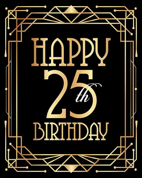 Happy 25th Birthday Sign Printable Birthday Poster Twenty Etsy