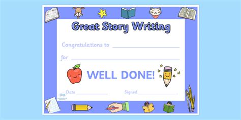 Free Great Story Writing Certificates Teacher Made