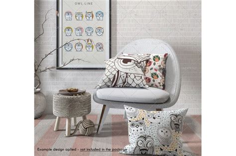 Download Decorative Objects Mockup - wallpaper, frame, pillows and carpet