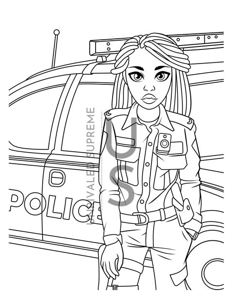 Police Woman Coloring Page