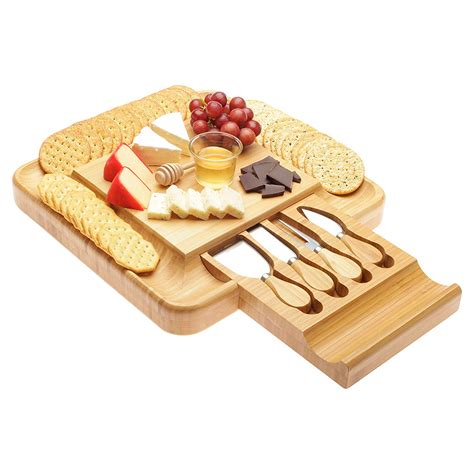 Kinson Bamboo Cheese Board With Cutlery Knife Set